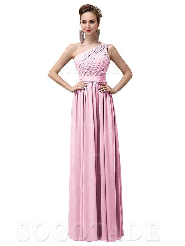 Charming One-Shoulder A-Line Chiffon Pleated Floor-Length Long Elegant Bridesmaid Dresses Formal Women's Dresses Wedding Guests Dresses