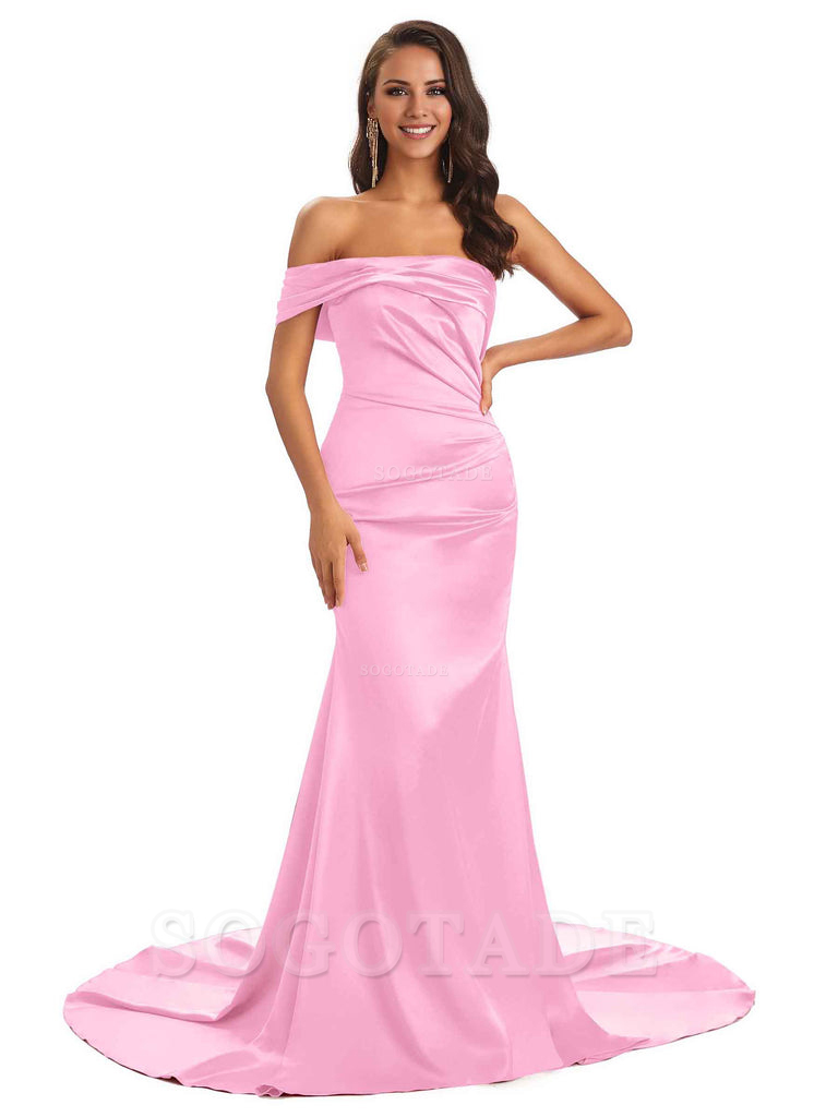 Sexy Soft Satin One Shoulder Long Unique Mermaid Bridesmaid Dresses Elegant Evening Party Dress