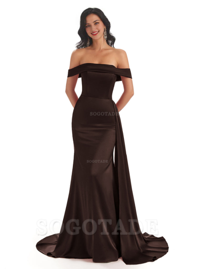 Sexy Off The Shoulder Soft Satin Mermaid Long Bridesmaid Dresses Gown prom shop dresses