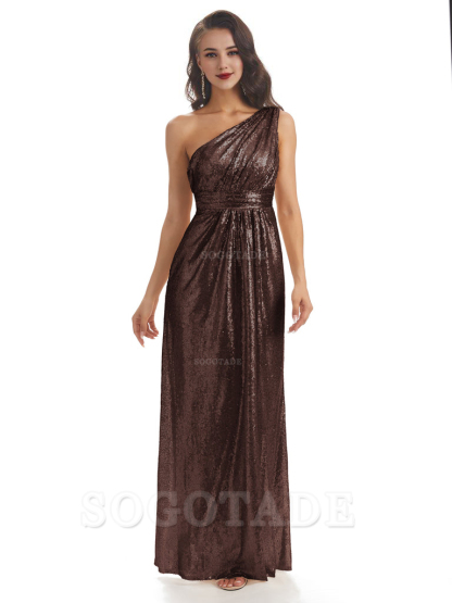 Sexy Sequin One Shoulder Sleeveless Long Mermaid Bridesmaid Dresses prom shop dresses