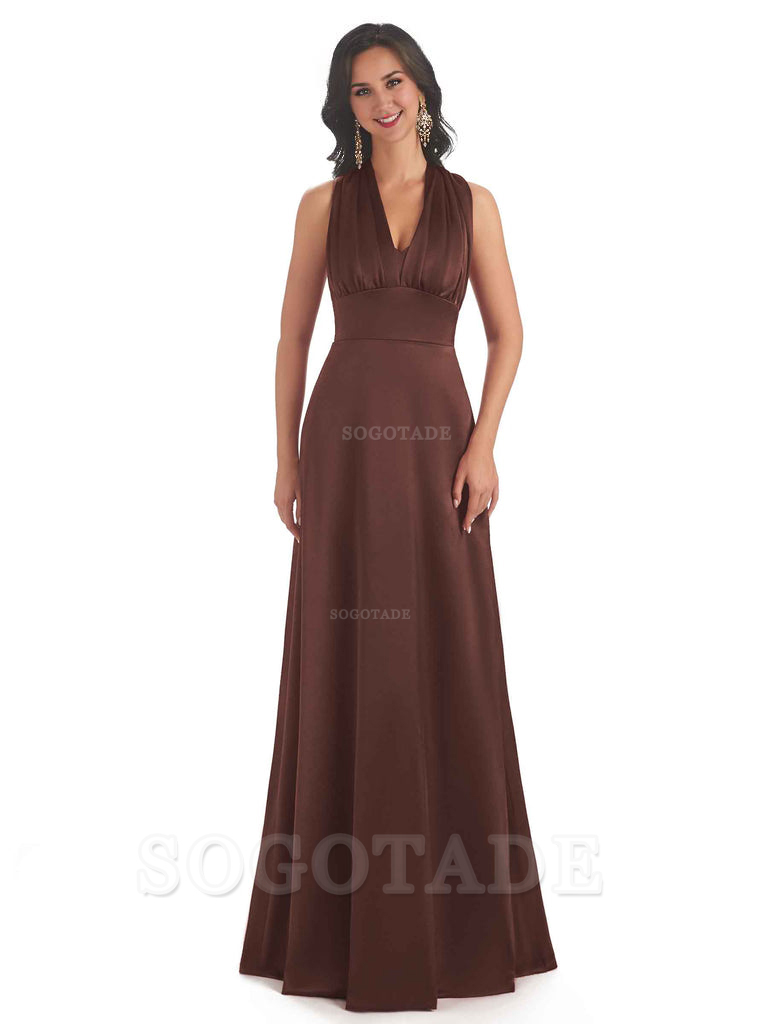 Convertiable Soft Satin A-Line Long Wedding Bridesmaid Dresses Online prom dress in store
