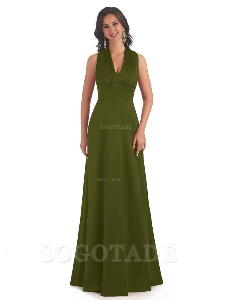 Convertiable Soft Satin A-Line Long Wedding Bridesmaid Dresses Online prom dress in store