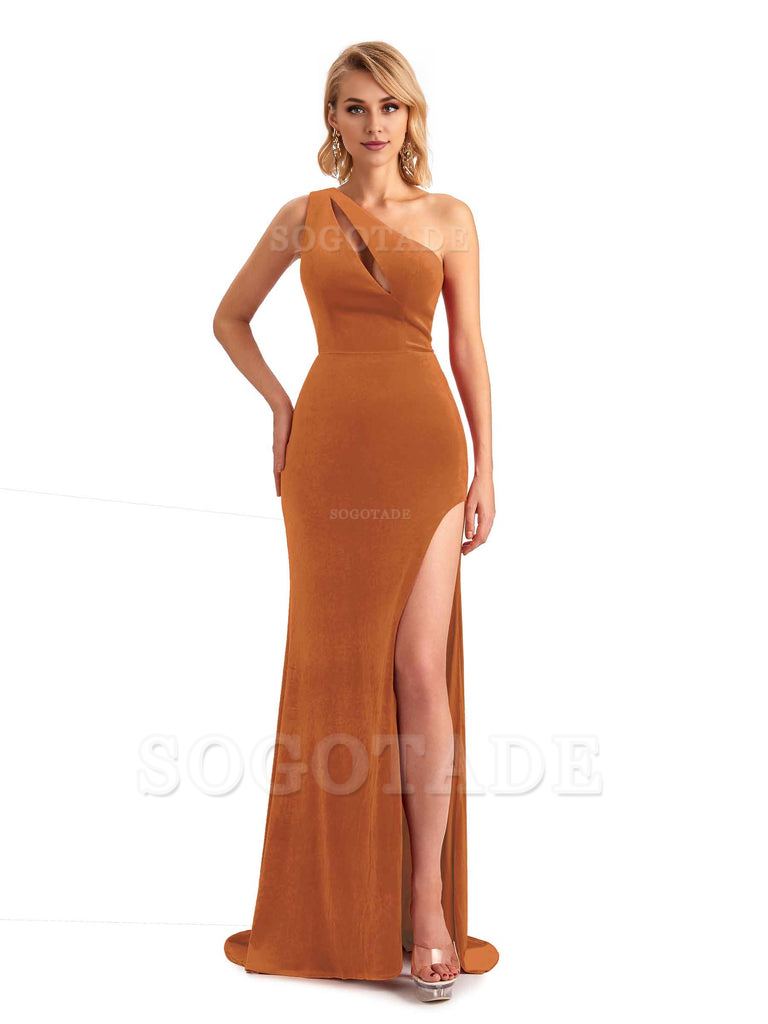 Sexy Side Slit Mermaid V-Neck Stretchy Jersey Long Floor Length Formal