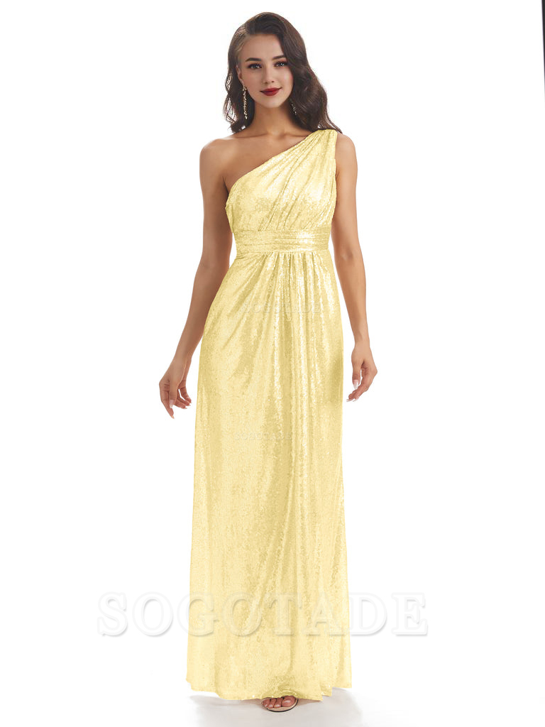 Sexy Sequin One Shoulder Sleeveless Long Mermaid Bridesmaid Dresses prom shop dresses