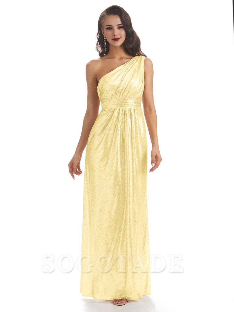 Sexy Sequin One Shoulder Sleeveless Long Mermaid Bridesmaid Dresses prom shop dresses