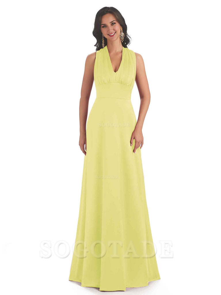 Convertiable Soft Satin A-Line Long Wedding Bridesmaid Dresses Online prom dress in store
