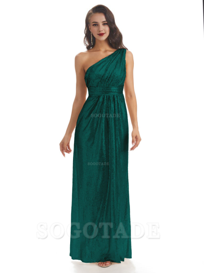 Sexy Sequin One Shoulder Sleeveless Long Mermaid Bridesmaid Dresses prom shop dresses