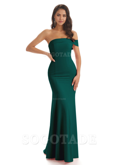 Mermaid One Shoulder Floor-Length Satin Sexy formal dresses evening gown Bridesmaid Dresses