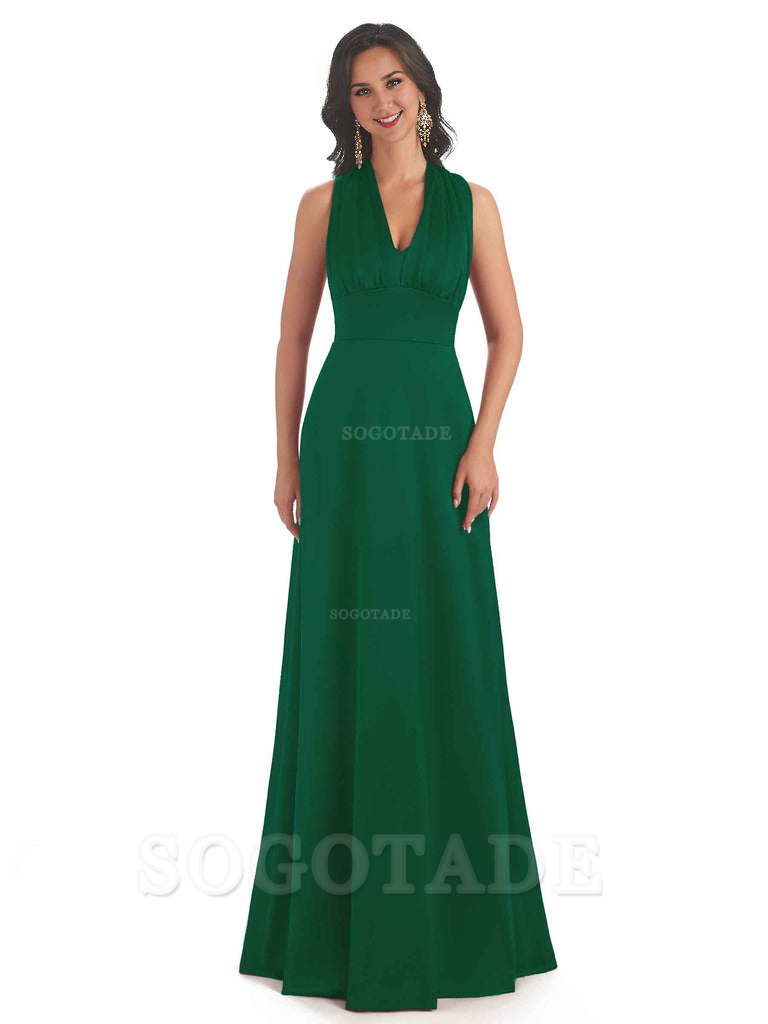 Convertiable Soft Satin A-Line Long Wedding Bridesmaid Dresses Online prom dress in store