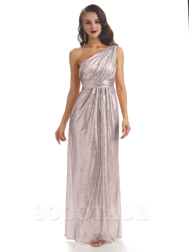 Sexy Sequin One Shoulder Sleeveless Long Mermaid Bridesmaid Dresses prom shop dresses