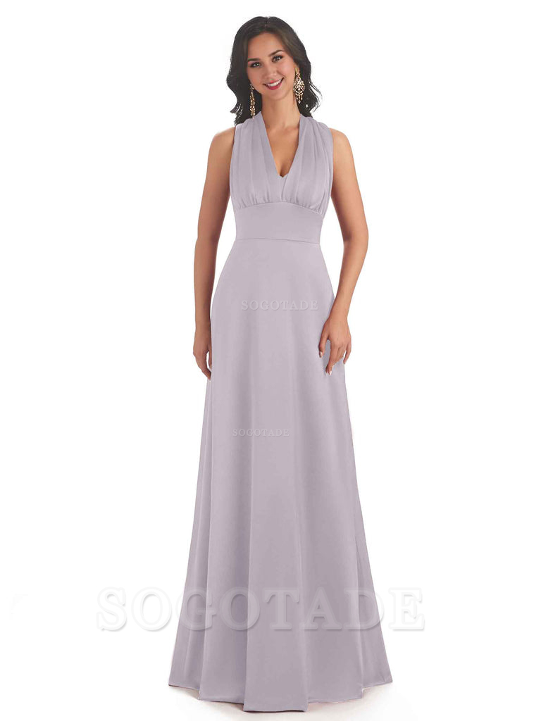 Convertiable Soft Satin A-Line Long Wedding Bridesmaid Dresses Online prom dress in store