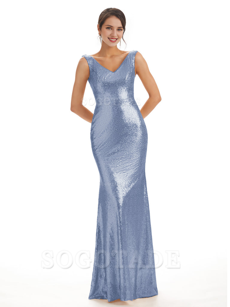Sleeveless V Neck Mermaid Cultivate oneself Sequin Shining Luxury Bridesmaid Dresses Formal Women's Dresses Wedding Guest Dresses