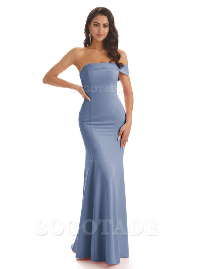 Mermaid One Shoulder Floor-Length Satin Sexy formal dresses evening gown Bridesmaid Dresses