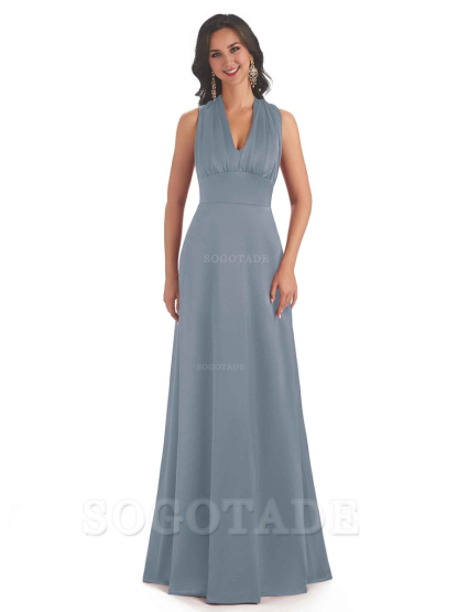 Convertiable Soft Satin A-Line Long Wedding Bridesmaid Dresses Online prom dress in store