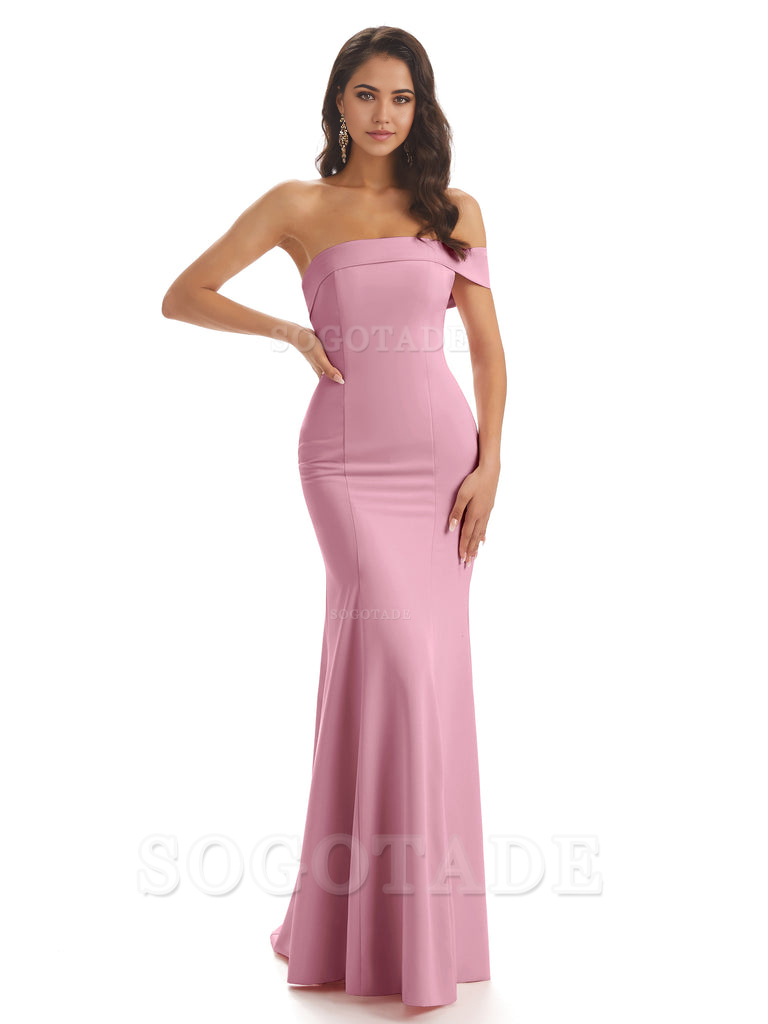 Mermaid One Shoulder Floor-Length Satin Sexy formal dresses evening gown Bridesmaid Dresses