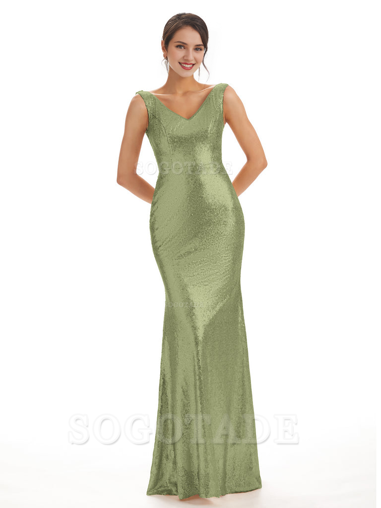 Sleeveless V Neck Mermaid Cultivate oneself Sequin Shining Luxury Bridesmaid Dresses Formal Women's Dresses Wedding Guest Dresses
