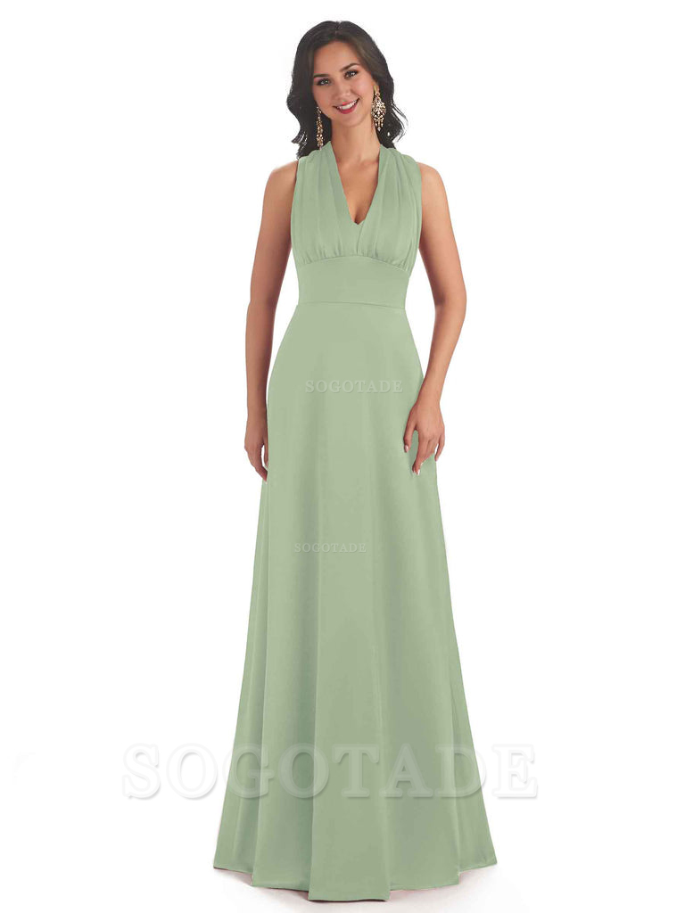 Convertiable Soft Satin A-Line Long Wedding Bridesmaid Dresses Online prom dress in store