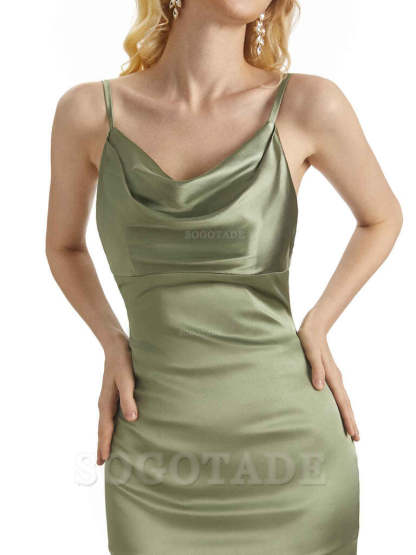 Elegant Soft Satin Criss Cross Long Mermaid Bridesmaid Dresses Charming Evening Party Dress