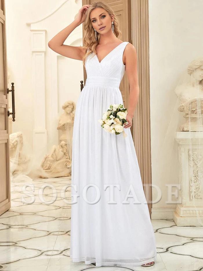 Double V Neck Floor Length Sparkly Evening Dresses for Party