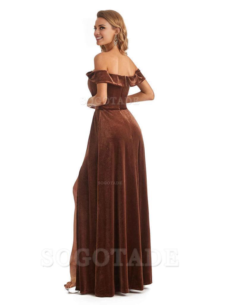 Elegant Mermaid Off The Shoulder Velvet Long Maid of Honor Dresses