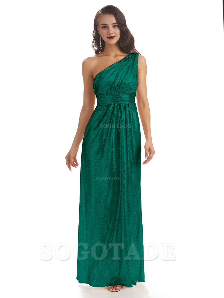 Sexy Sequin One Shoulder Sleeveless Long Mermaid Bridesmaid Dresses prom shop dresses