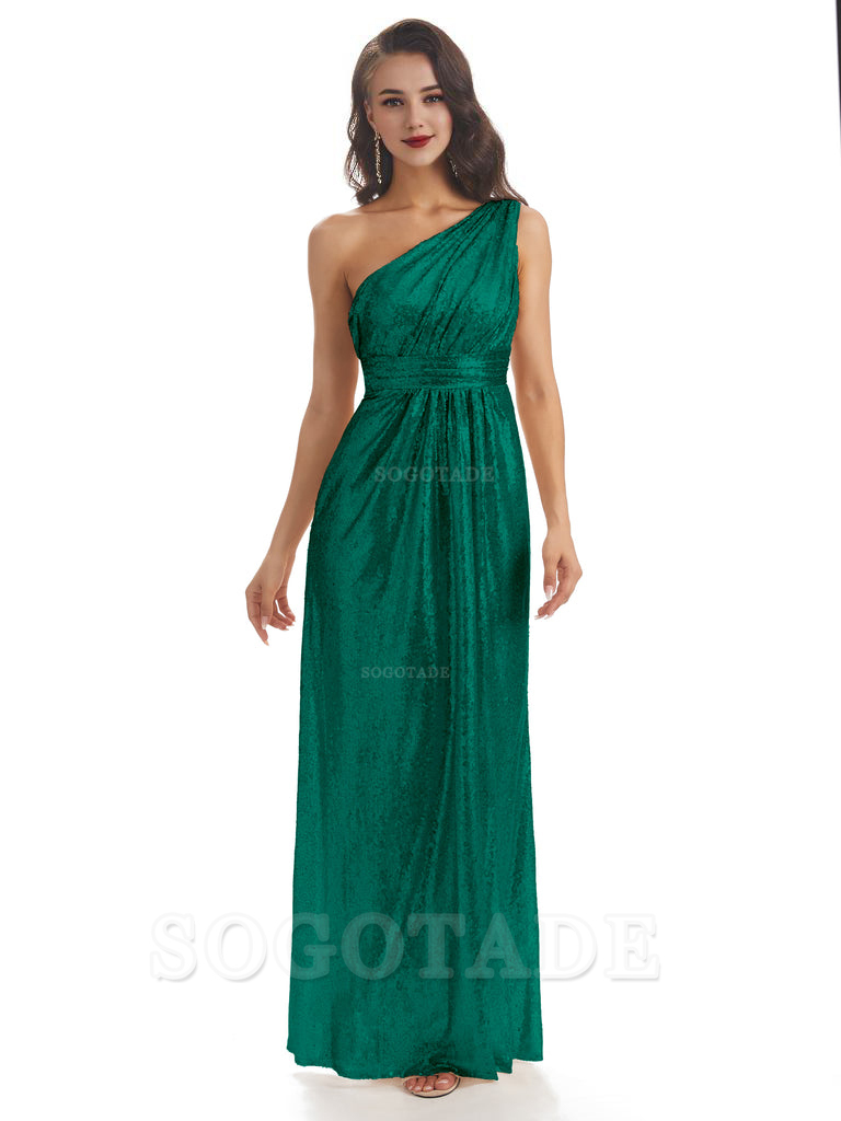 Sexy Sequin One Shoulder Sleeveless Long Mermaid Bridesmaid Dresses prom shop dresses