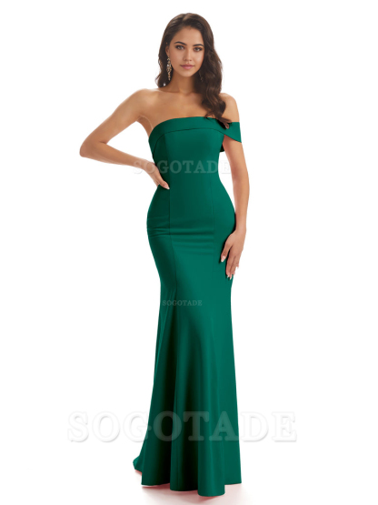 Mermaid One Shoulder Floor-Length Satin Sexy formal dresses evening gown Bridesmaid Dresses