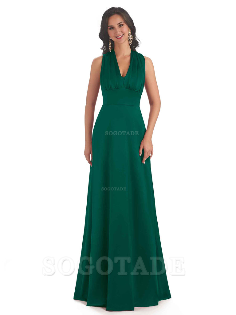 Convertiable Soft Satin A-Line Long Wedding Bridesmaid Dresses Online prom dress in store