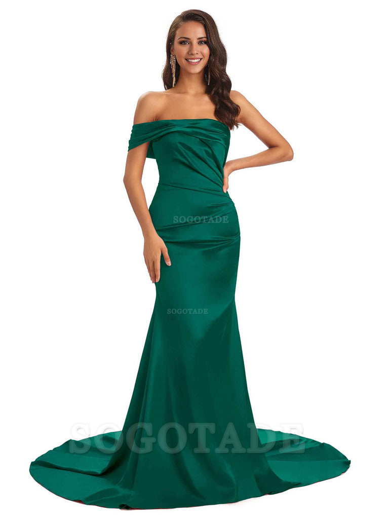 Sexy Soft Satin One Shoulder Long Unique Mermaid Bridesmaid Dresses Elegant Evening Party Dress
