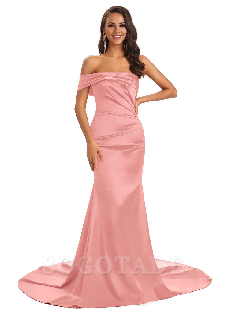 Sexy Soft Satin One Shoulder Long Unique Mermaid Bridesmaid Dresses Elegant Evening Party Dress