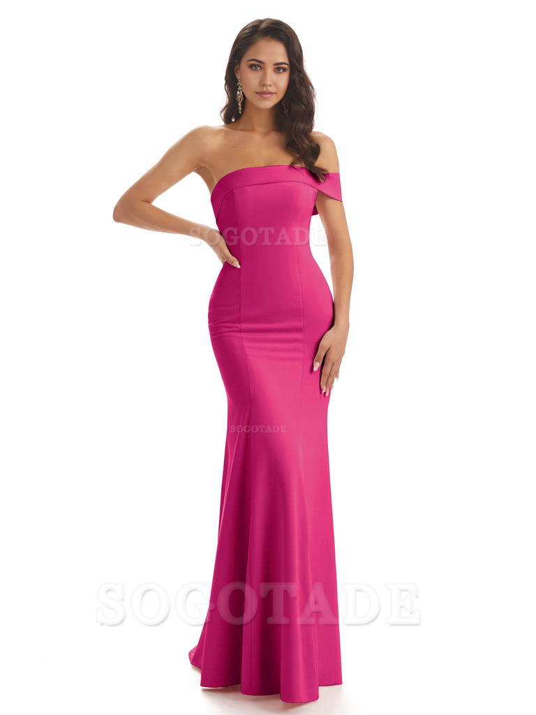 Mermaid One Shoulder Floor-Length Satin Sexy formal dresses evening gown Bridesmaid Dresses