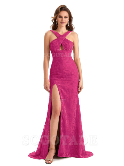 Sexy Side Slit Mermaid Cultivate oneself Lace Floral Velvet Long Bridesmaid Dresses Formal Women's Dresses Wedding Guests Dresses