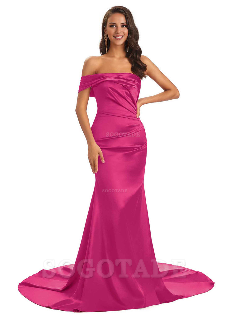 Sexy Soft Satin One Shoulder Long Unique Mermaid Bridesmaid Dresses Elegant Evening Party Dress