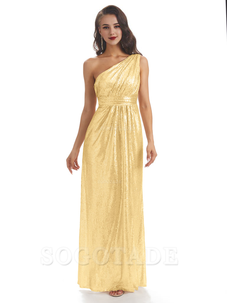 Sexy Sequin One Shoulder Sleeveless Long Mermaid Bridesmaid Dresses prom shop dresses