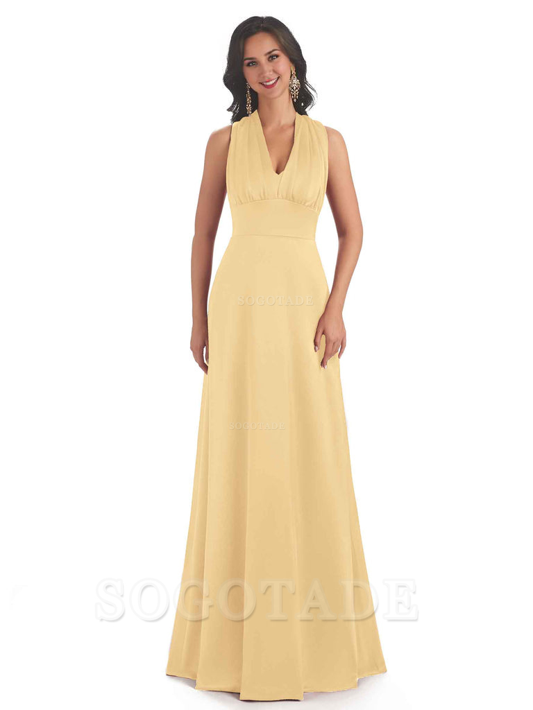 Convertiable Soft Satin A-Line Long Wedding Bridesmaid Dresses Online prom dress in store