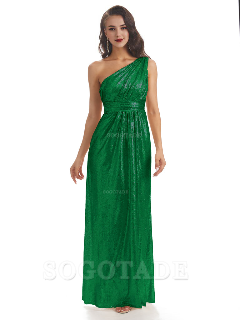Sexy Sequin One Shoulder Sleeveless Long Mermaid Bridesmaid Dresses prom shop dresses