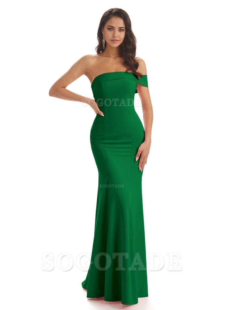 Mermaid One Shoulder Floor-Length Satin Sexy formal dresses evening gown Bridesmaid Dresses