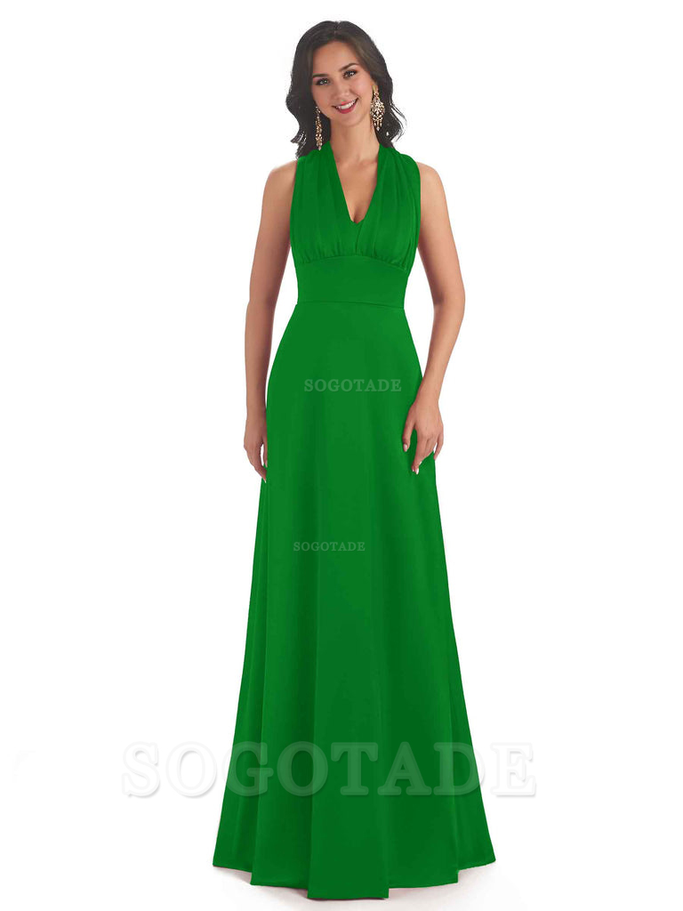 Convertiable Soft Satin A-Line Long Wedding Bridesmaid Dresses Online prom dress in store