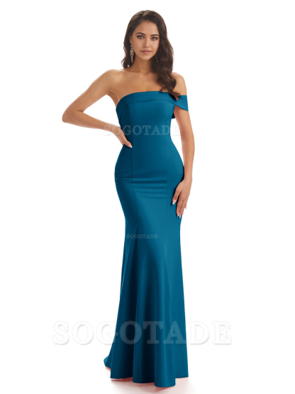 Mermaid One Shoulder Floor-Length Satin Sexy formal dresses evening gown Bridesmaid Dresses