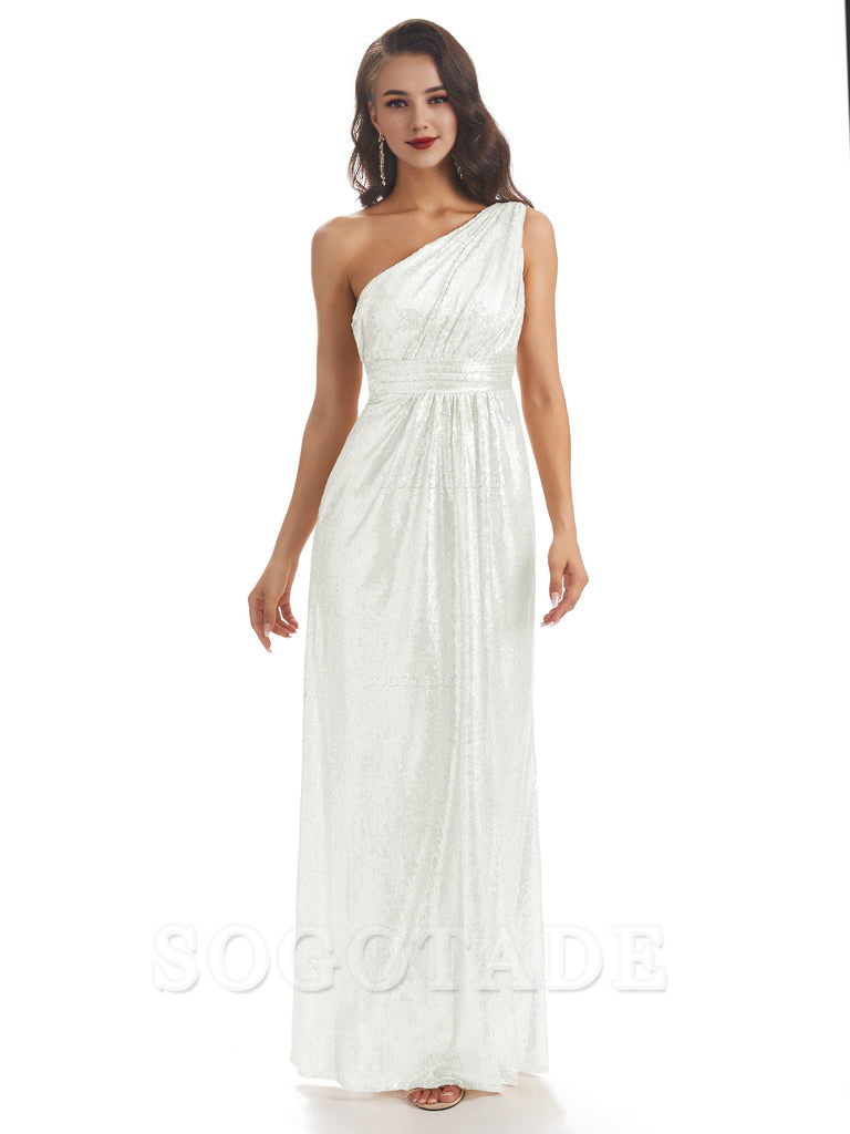 Sexy Sequin One Shoulder Sleeveless Long Mermaid Bridesmaid Dresses prom shop dresses