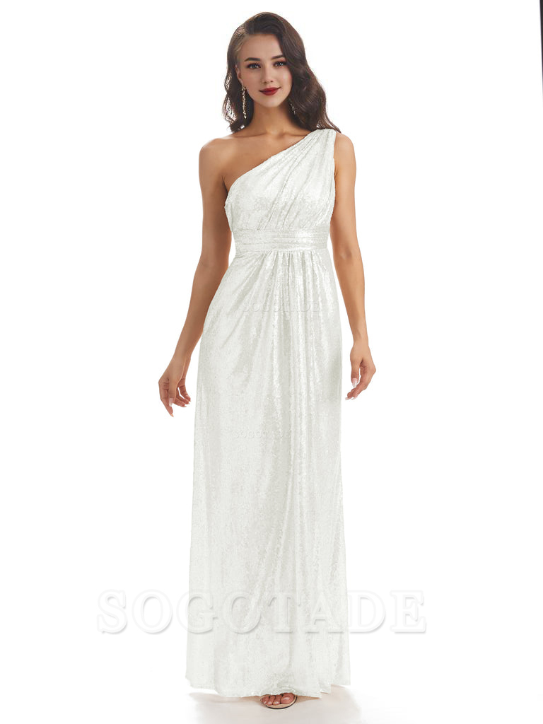 Sexy Sequin One Shoulder Sleeveless Long Mermaid Bridesmaid Dresses prom shop dresses