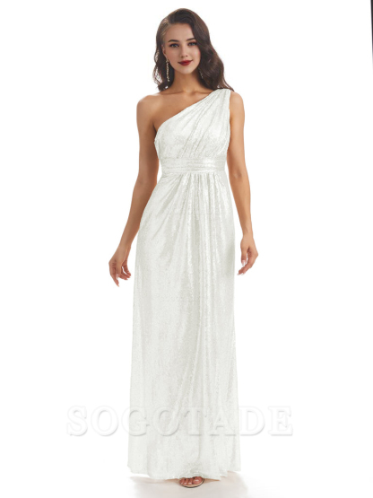 Sexy Sequin One Shoulder Sleeveless Long Mermaid Bridesmaid Dresses prom shop dresses