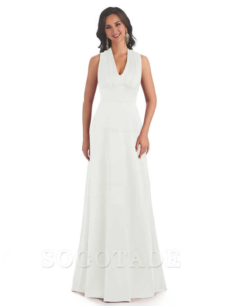 Convertiable Soft Satin A-Line Long Wedding Bridesmaid Dresses Online prom dress in store