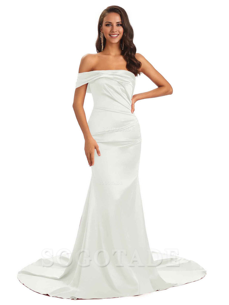 Sexy Soft Satin One Shoulder Long Unique Mermaid Bridesmaid Dresses Elegant Evening Party Dress