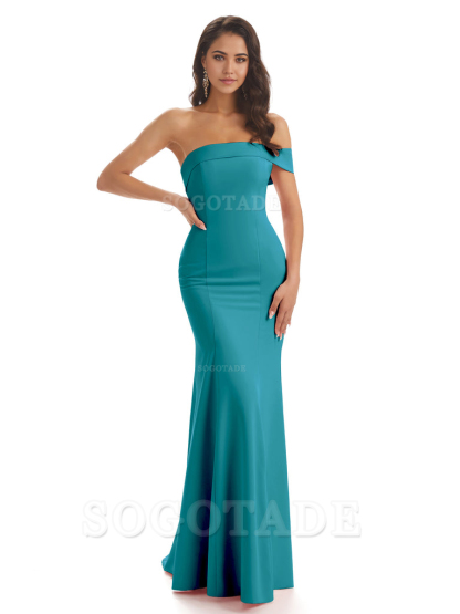 Mermaid One Shoulder Floor-Length Satin Sexy formal dresses evening gown Bridesmaid Dresses