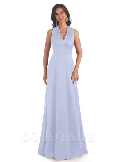 Convertiable Soft Satin A-Line Long Wedding Bridesmaid Dresses Online prom dress in store