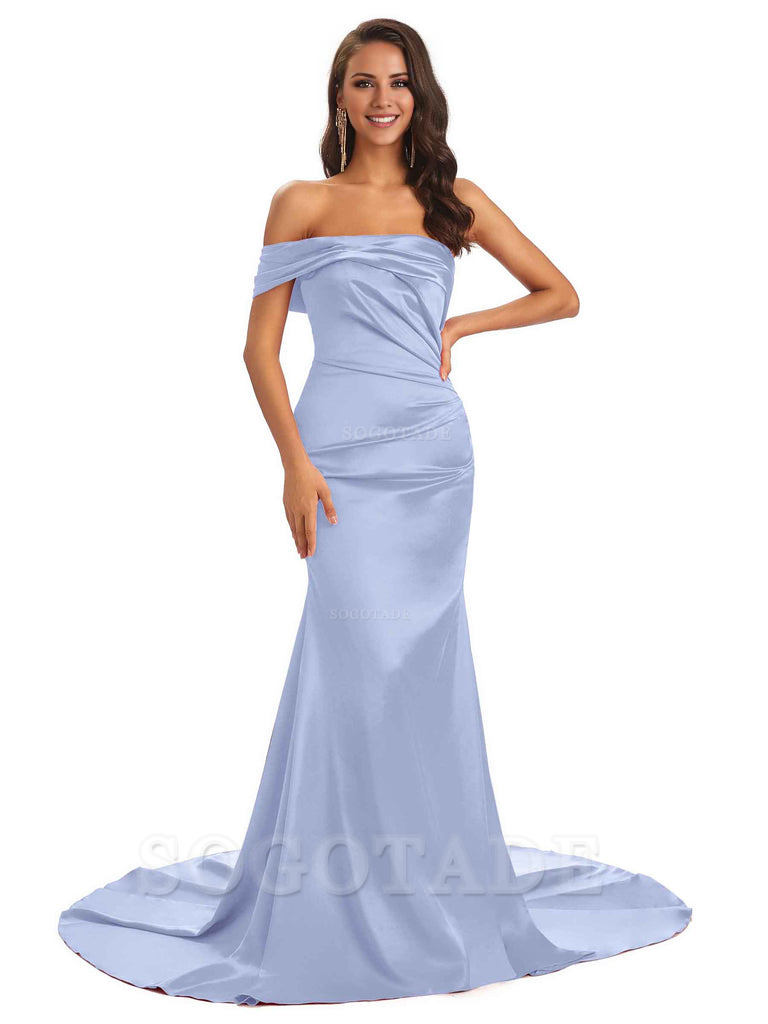Sexy Soft Satin One Shoulder Long Unique Mermaid Bridesmaid Dresses Elegant Evening Party Dress