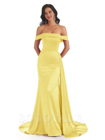 Sexy Off The Shoulder Soft Satin Mermaid Long Bridesmaid Dresses Gown prom shop dresses