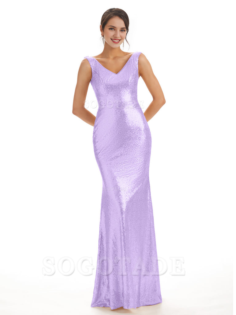 Sleeveless V Neck Mermaid Cultivate oneself Sequin Shining Luxury Bridesmaid Dresses Formal Women's Dresses Wedding Guest Dresses