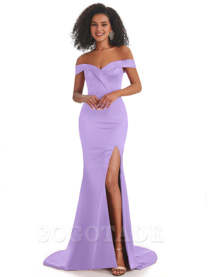 Sexy Mermaid Soft Satin Off The Shoulder Long African Bridesmaid Dresses prom shop dresses